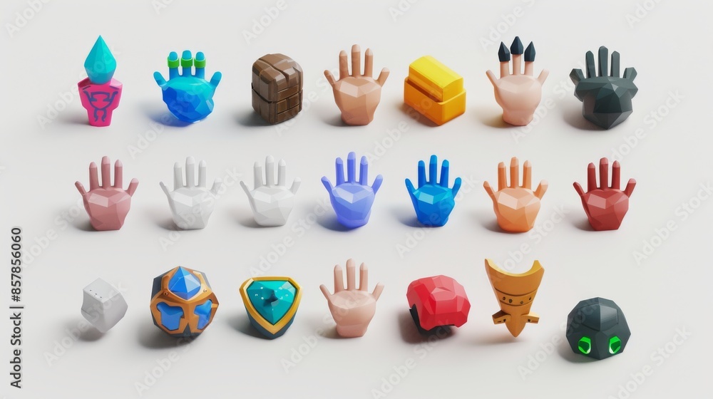 Aufkleber a computer cursor with a hand and a click icon. arms of different men with fingers pressing buttons 