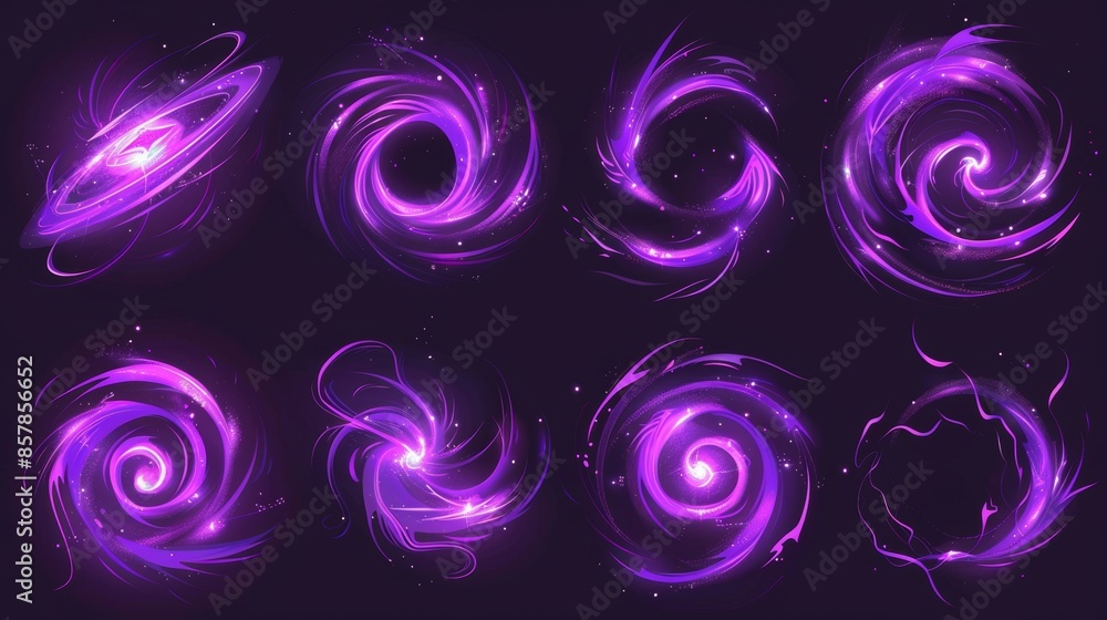 Aufkleber modern illustration of magic neon swirl, wave, abstract curve sparkling with shiny particles. realis