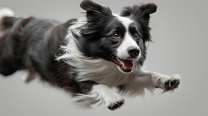Fototapeta premium Graceful Border Collie Performing Precise Obedience Commands in Dynamic Motion