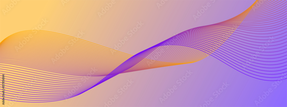 Poster Vector wave dynamic music lines. Orange-purple abstract lines. Sound waves on a gradient background for your design. Vector EPS 10