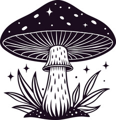 mushrooms on black background