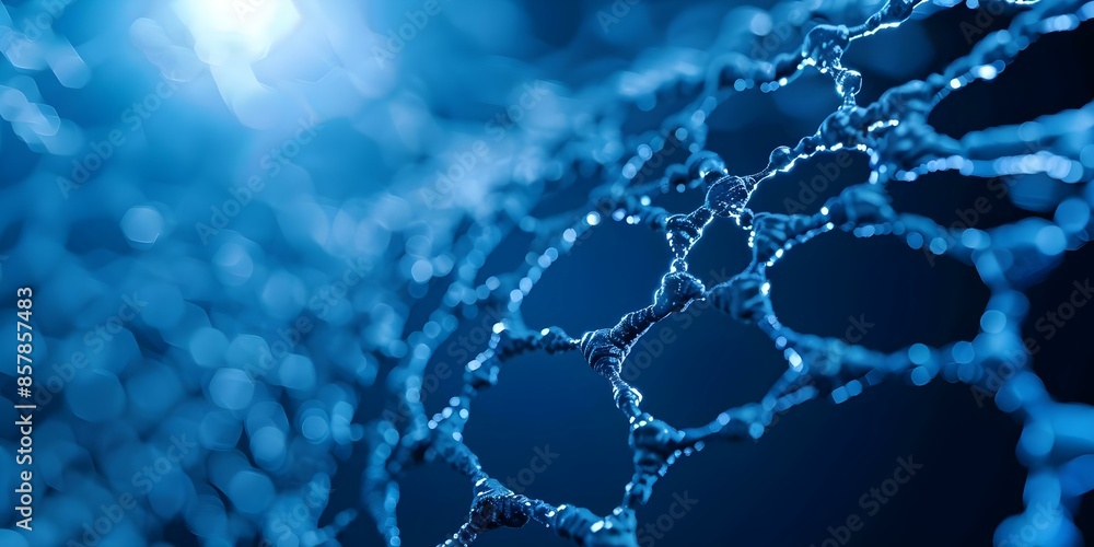 Poster illustration of quantum entanglement through microscopic particle interference pattern. concept quan