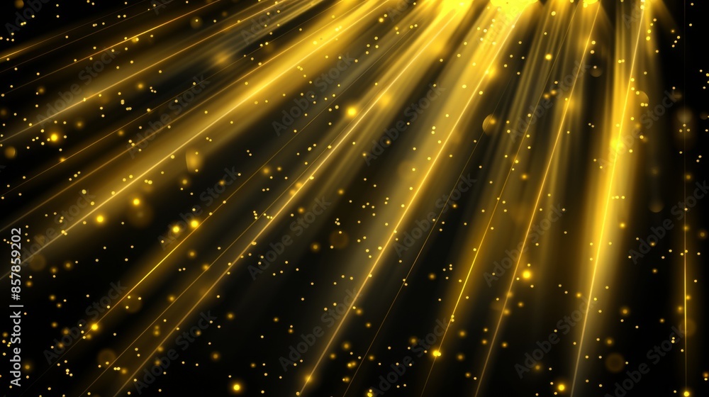 Poster a golden light line with fading effect. modern illustration of glow flares with beams on transparent