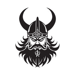 Viking head logo black and white design template Vector Image
