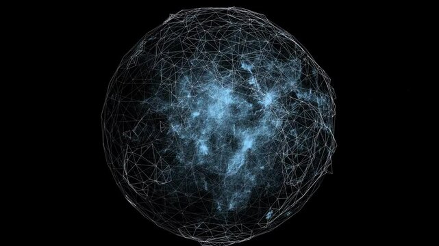 Futuristic Global world social network connection, dotted glowing abstract low poly Map of the planet earth, Big data technology, glowing particles, Blue hologram, international business, 3d render