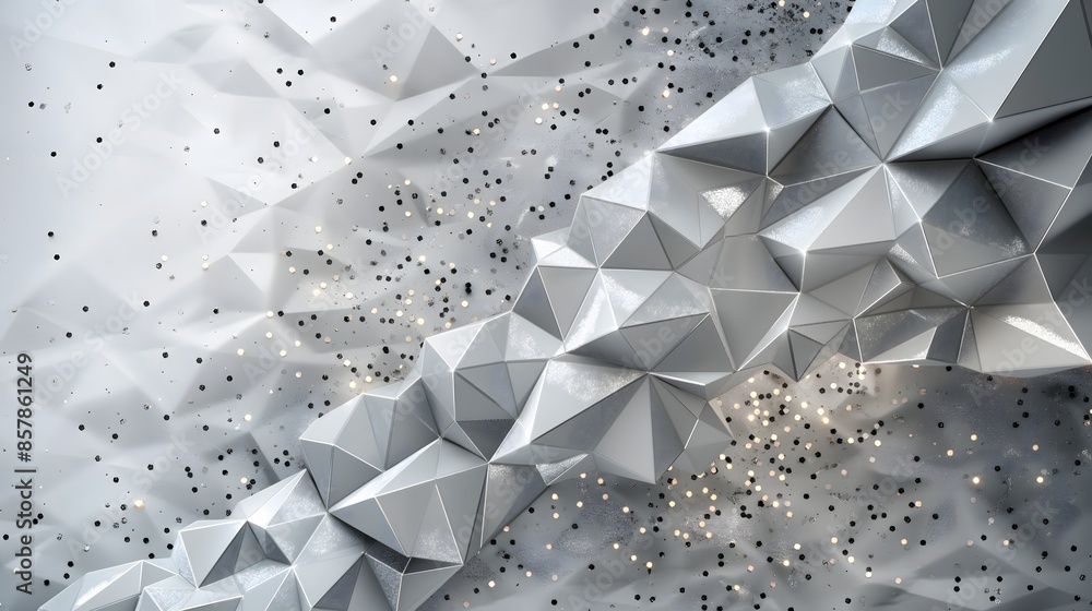 Aufkleber 3. design a polished grey and white abstract backdrop with geometric patterns, shimmering accents, a