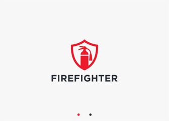 firefighter logo design vector silhouette illustration