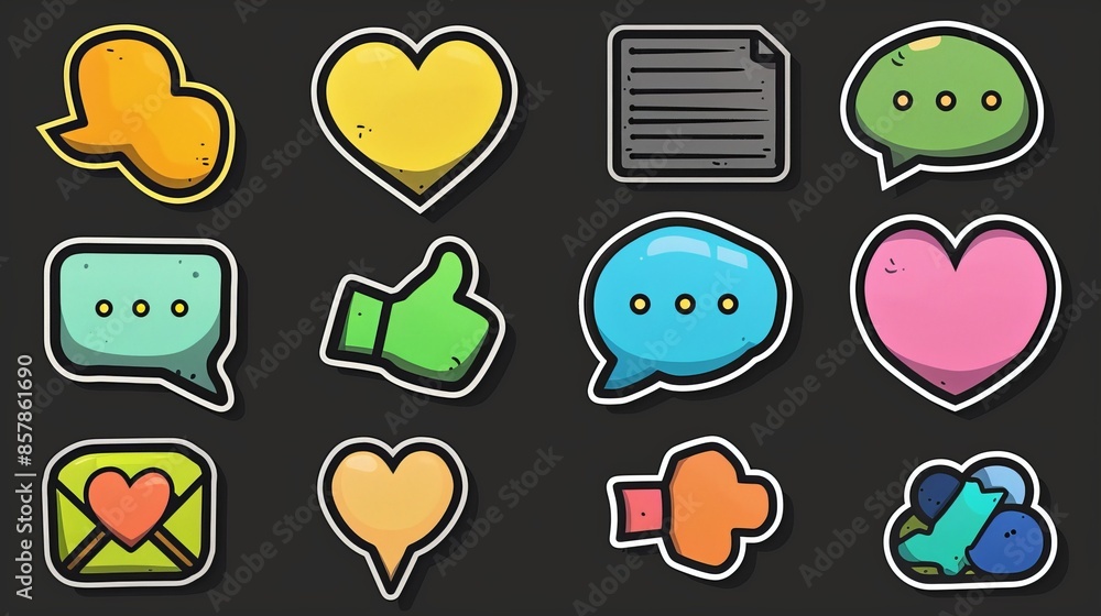 Poster a set of paper stickers isolated on transparent background. modern realistic illustration of square,