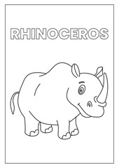 rhinoceros sketch for coloring book vector