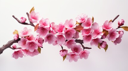 Pink cherry blossom in spring. Beautiful blossoming pink sakura flowers on branches.