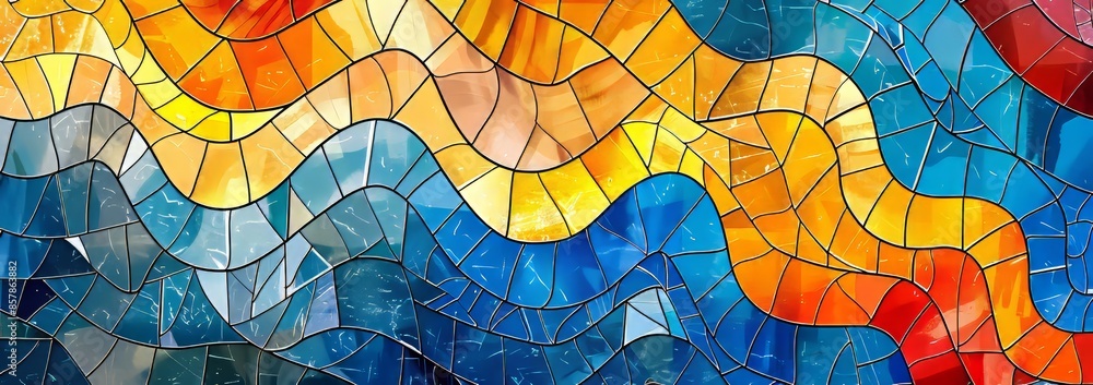 Poster stock ai-based abstract background with geometric tiles