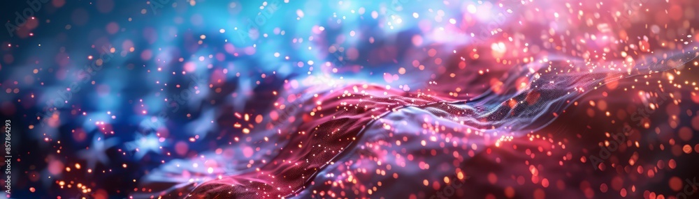 Poster abstract bokeh background with red and blue lights.