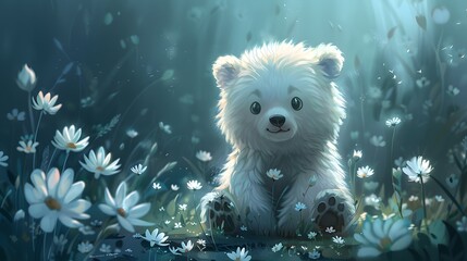 Wilderness Change, Explore the changes a bear undergoes when adapting to a new wilderness area. Chibi Character, pastel color