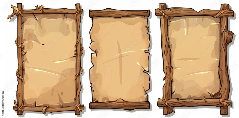 Aufkleber this board can be used as a game ui board or sign with bamboo frames with aged parchment paper and r