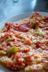 traditional turkish breakfast in menemen close-up