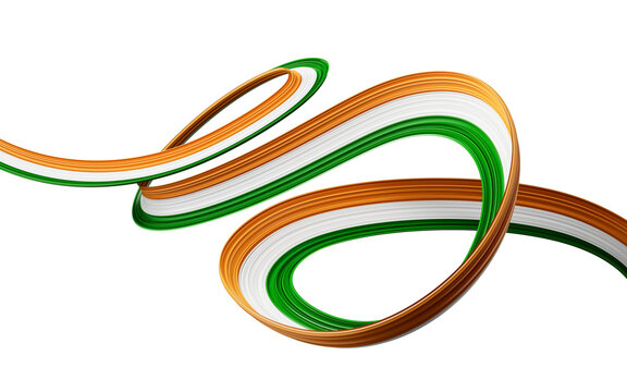 3d Flag Of India 3d Wavy Shiny India Ribbon 3d Illustration
