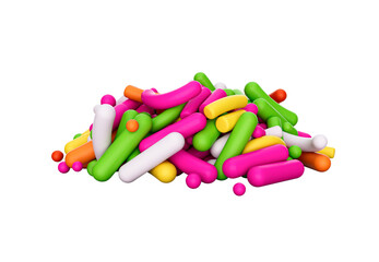 Pile of colorful sprinkles. 3d illustration
