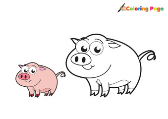 cute pig coloring page illustrations