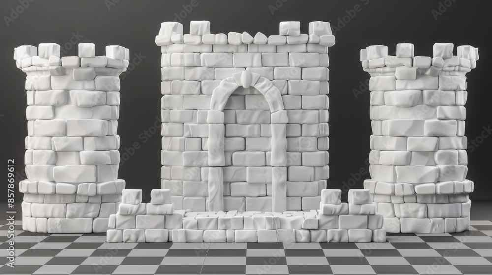 Poster the mockup of 3d booth stand for trade show has white walls, a table and floor in the front and a co