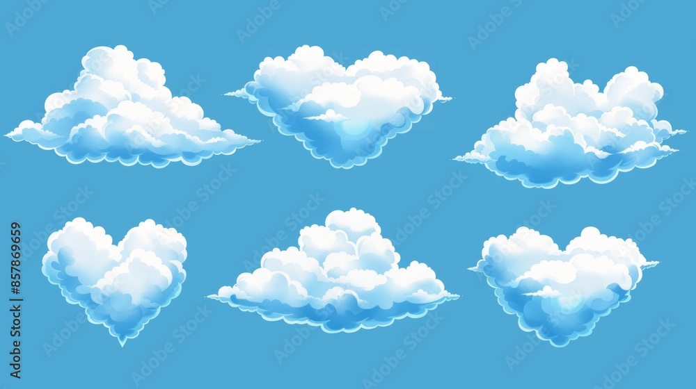 Poster the cloud set is isolated on a transparent background in a realistic style. illustration of light sm