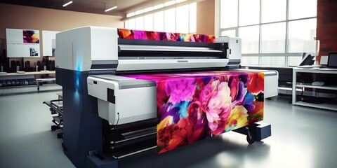 Highres large format printer mockup in CMYK offset printing. Concept Large Format Printer, Mockup, CMYK, Offset Printing