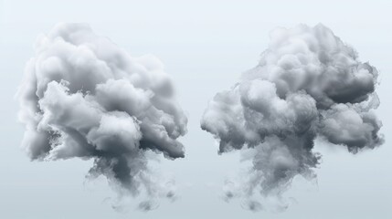 Isolated tornado and hurricane modern storm vortex. Transparent air funnel whirl. Set of typhoons.