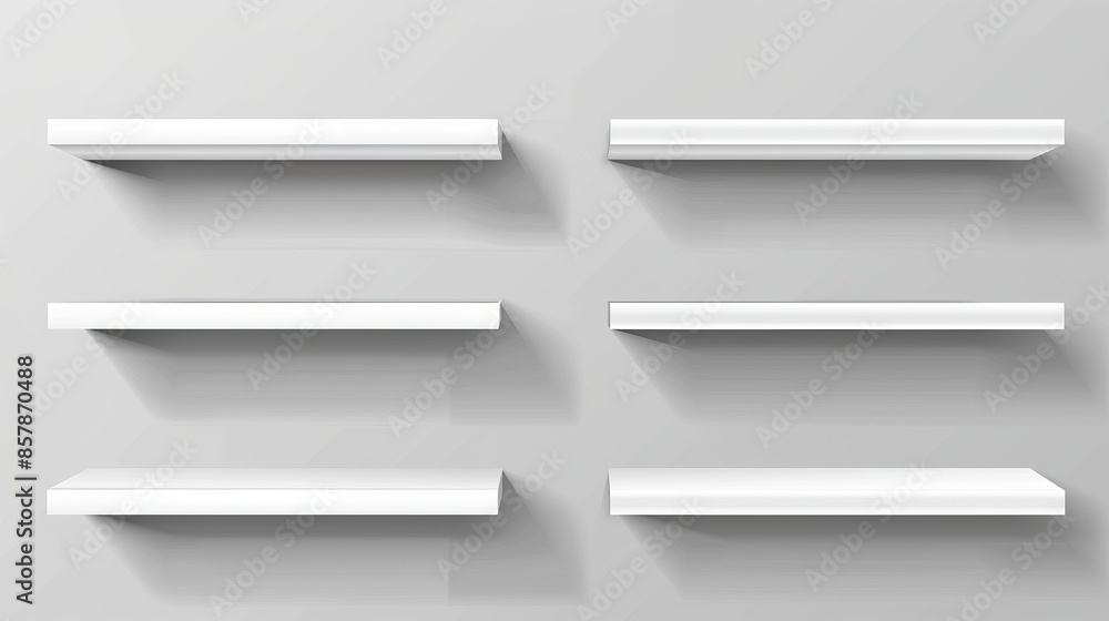 Poster the idea of a white empty supermarket shelf mockup with racks for displaying products. 3d modern ill
