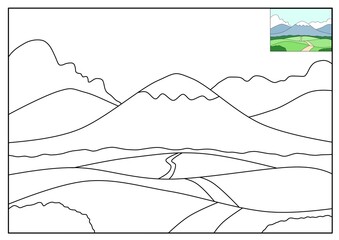 Cute landscape sketch, with an attractive design, very suitable for coloring practice