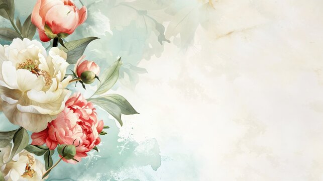 Beautiful Rose Border with copy-space. Invitation Template for Weddings and Events.