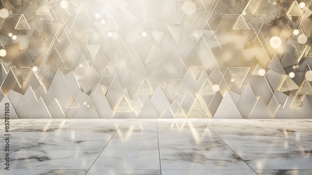 Aufkleber 3. design a polished grey and white abstract backdrop with geometric patterns, shimmering accents, a