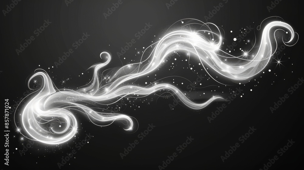 Poster isolated 3d set of fresh air wind with light. smoke flow with light. 3d setting of a cool winter bre