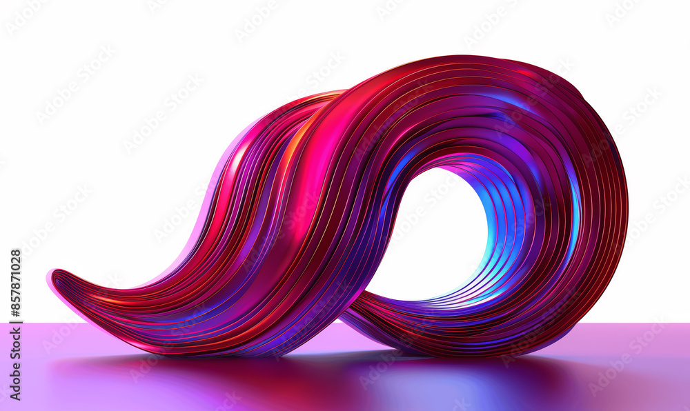 Poster minimalist abstract background with 3d red number 5 and rounded shapes, modern geometric design