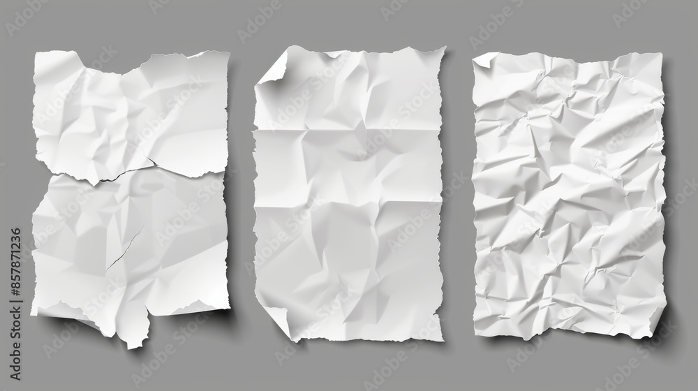 Poster the mockup design of a blank sheet with a crease and rough border contains paper pieces with wrinkle
