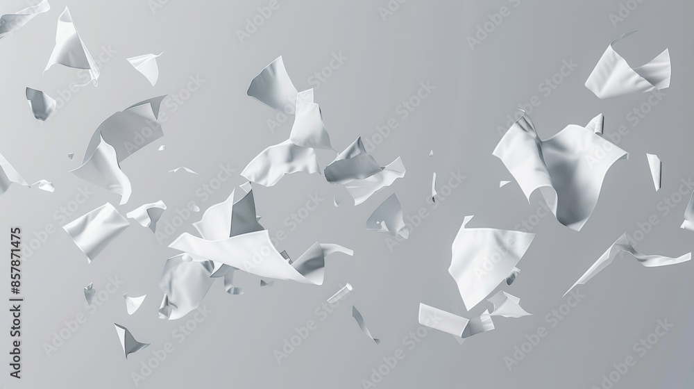 Poster a white curled sheet of paper is flying with wind blowing diagonally on a transparent background. th