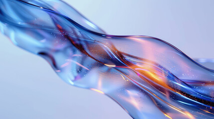 Fototapeta premium Blue and White Gradient Glass Shape with Rainbow Hues, Macro Photography, High Resolution 3D Render