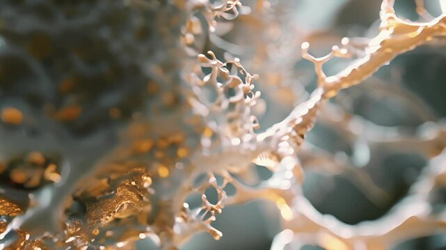 A closeup animation of a capillary bed forming as tiny new vessels emerge and reach out to join a growing network.
