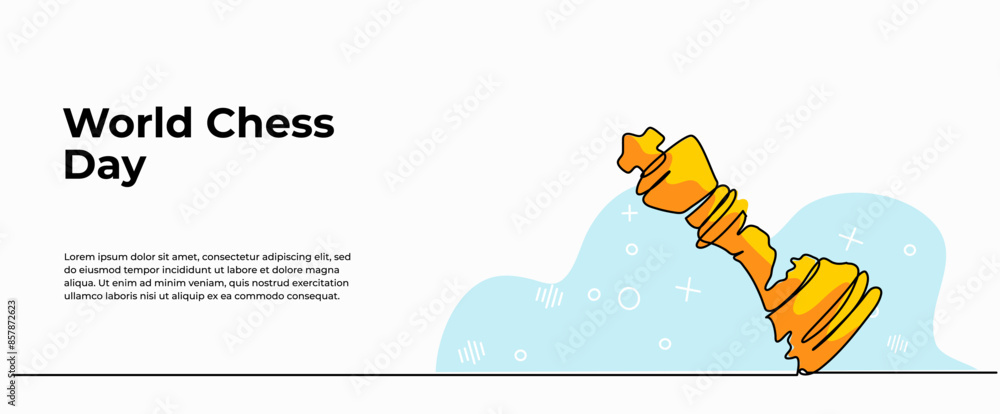 Poster vector illustration of king in chess.modern flat in continuous line style.