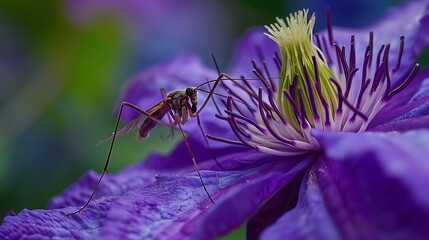 Pterygota on clematis flower
