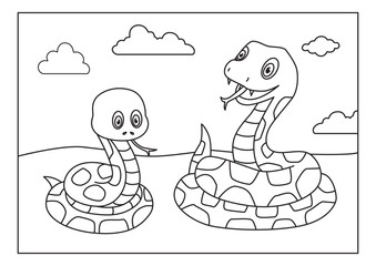 snake sketch for coloring book vector