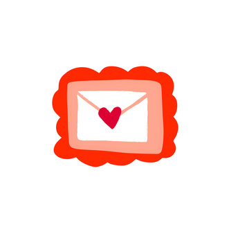 timbre rose et rouge avec une enveloppe et un c&oelig;ur