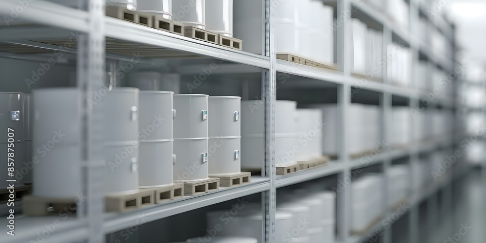 Poster 3d model of warehouse with iot sensors monitoring inventory levels for restocking. concept 3d modeli