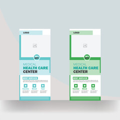 Medical healthcare roll up promotion rack card banner design template