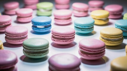 Delicious variety of colorful macarons