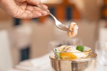 Gourmet restaurant: Savoring Shrimp in Fine Dining