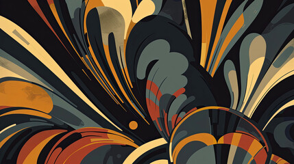 Elegant abstract background in Berlin Secession style with dark color palette
