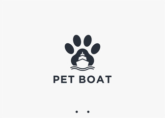 paw with boat logo design vector silhouette illustration © fan dana