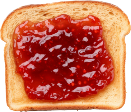 bread with red jam isolated on white or transparent background,transparency 