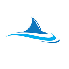 shark fin logo design swimming in the ocean