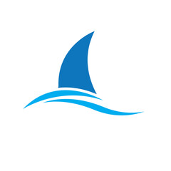 shark fin logo design swimming in the ocean