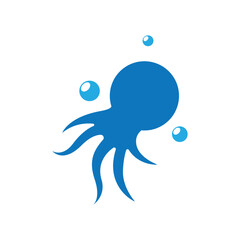 swimming octopus animal logo design